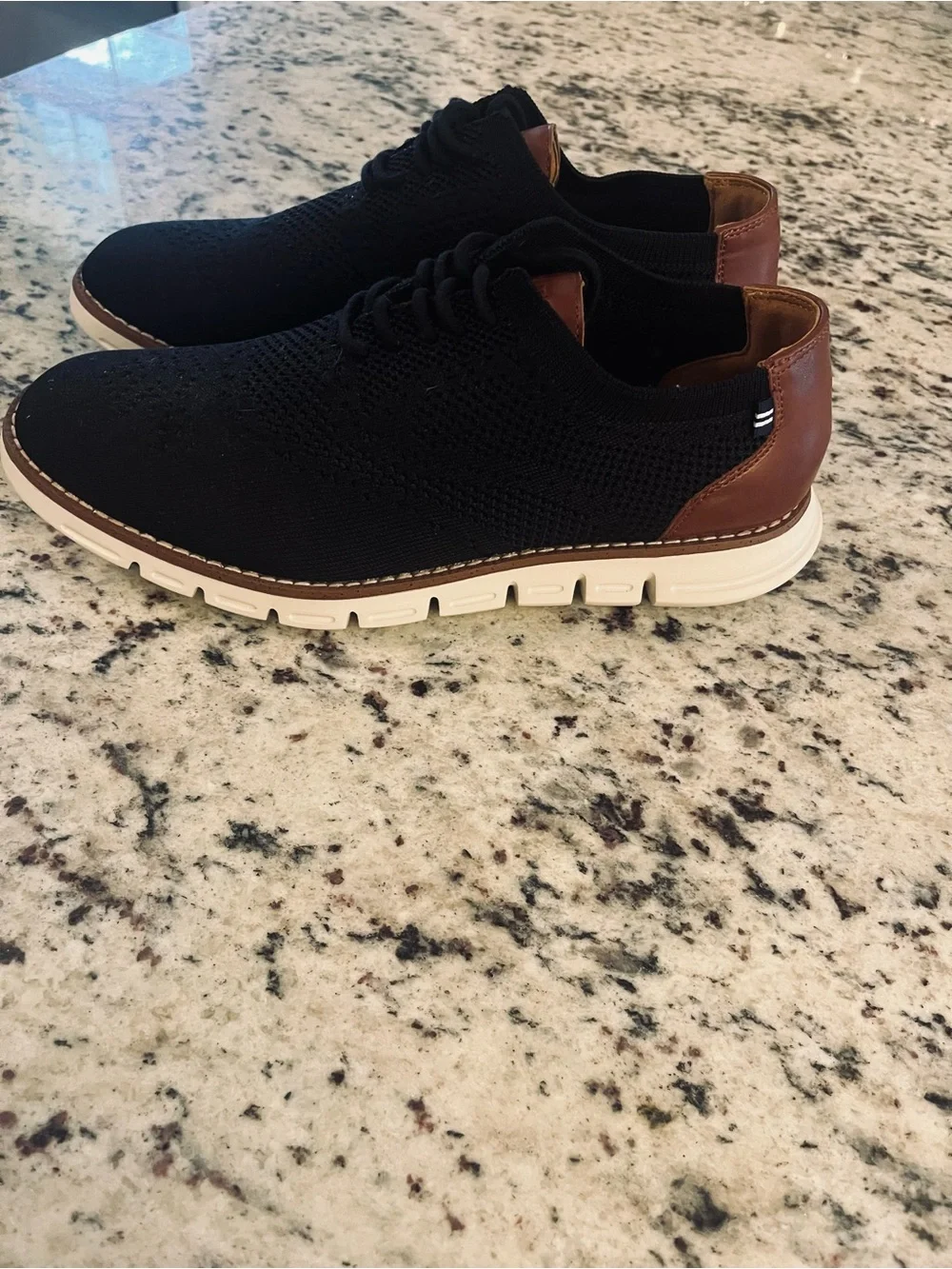 NAUTICA Men’s Black Shoes 9 Knit Brown Leather Casual Dress Wrenwood